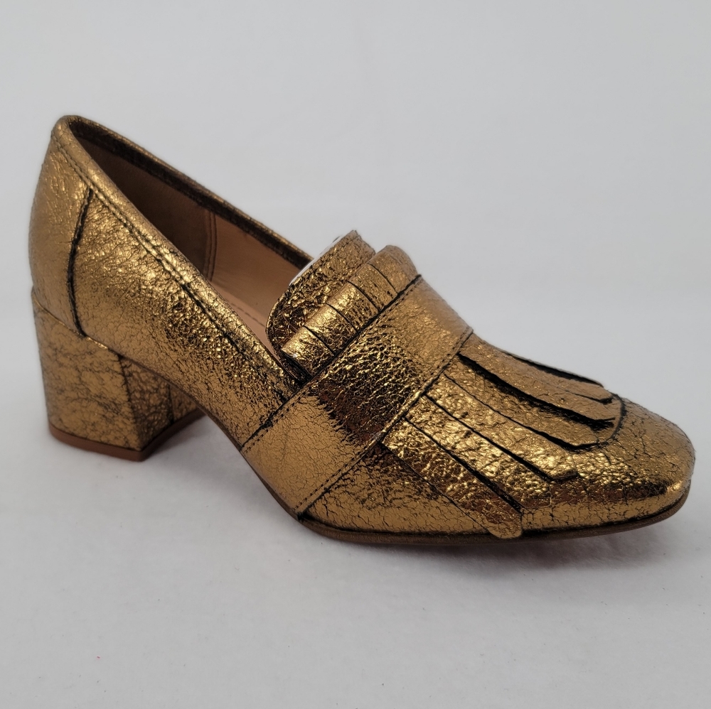 Kenneth Cole New York Pumps Kiltie Block Heel Gold
